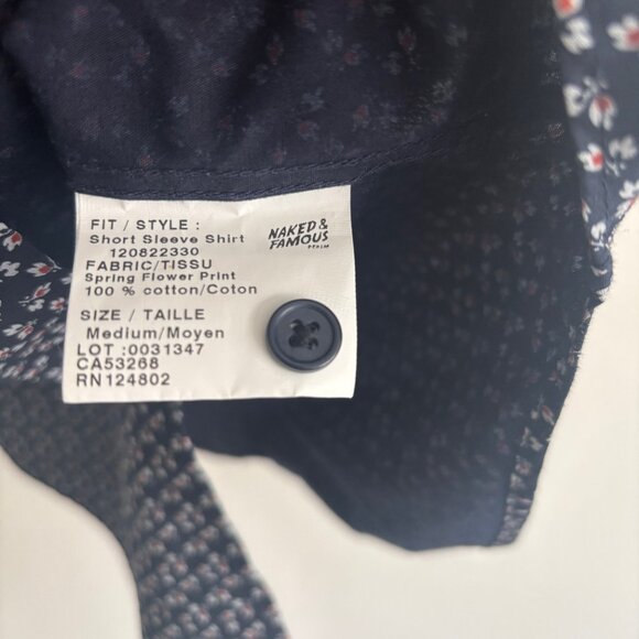 Naked + Famous Short Sleeve Floral Spring Flower Shirt- Small/ Medium - Picture 7 of 7